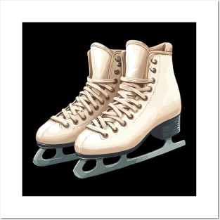 Cream Ice Skating Boots Posters and Art